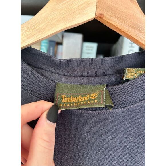 🐿️ Timberland Washed Black Crewneck Short Sleeve T-Shirt Small - Picture 3 of 6